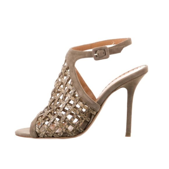 Alexa Wagner Suede Woven Sandals Heels - Size 37 IT - Picture 2 of 6
